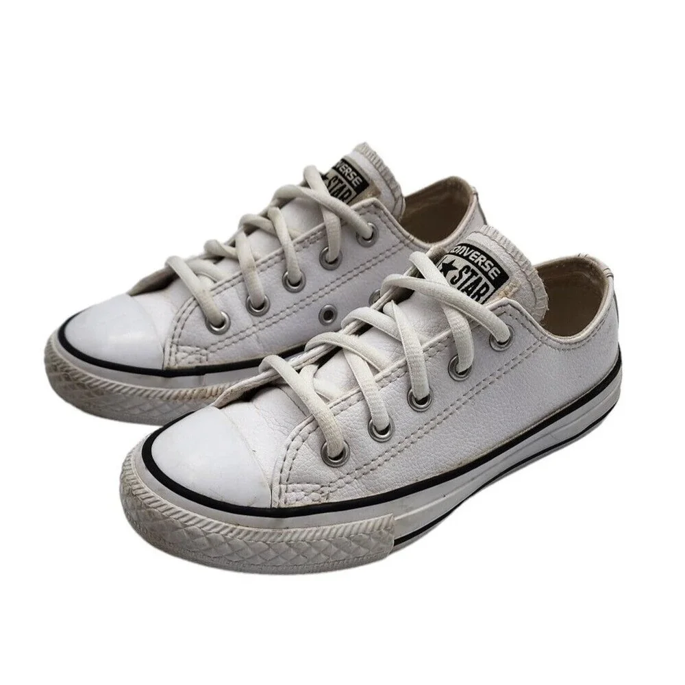 Converse Chuck Taylor All Star White Faux Leather Low Sneaker 609058C Junior 12